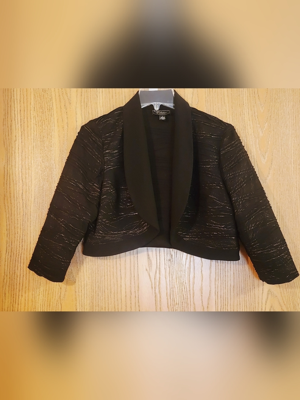 Dress Barn Bolero Cover Up Textured 3/4 Sleeve Open Front Size L